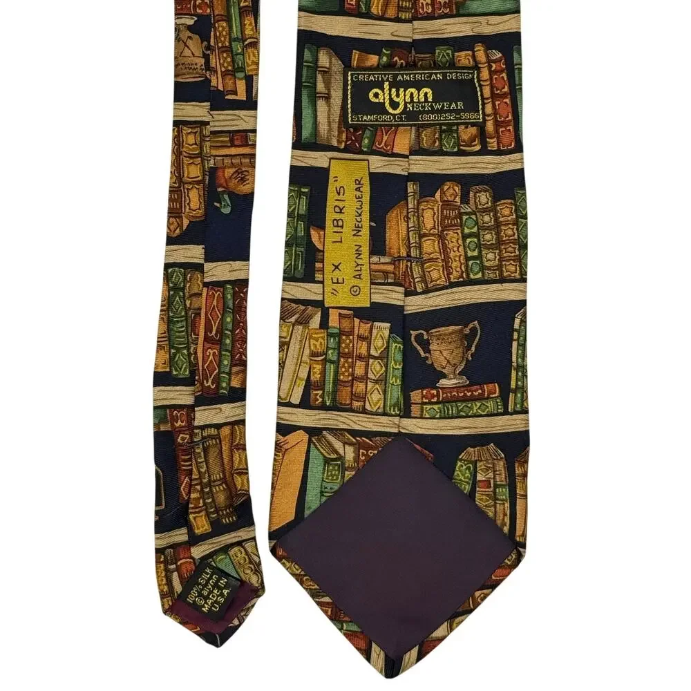 aLynn Ex Libris Library Books Silk Necktie 61